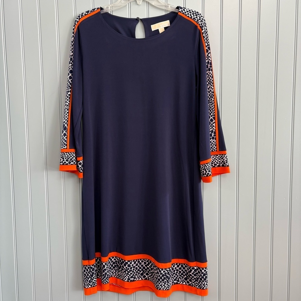 Michael by MK Navy and Orange Women's Dress SizeL